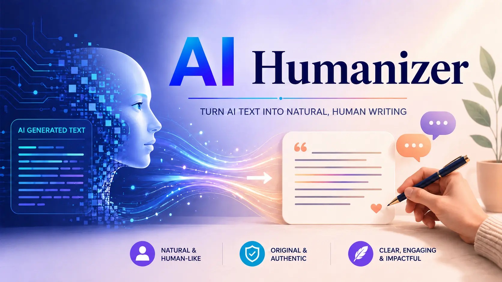 AI humanizer turning AI-generated text into natural human writing